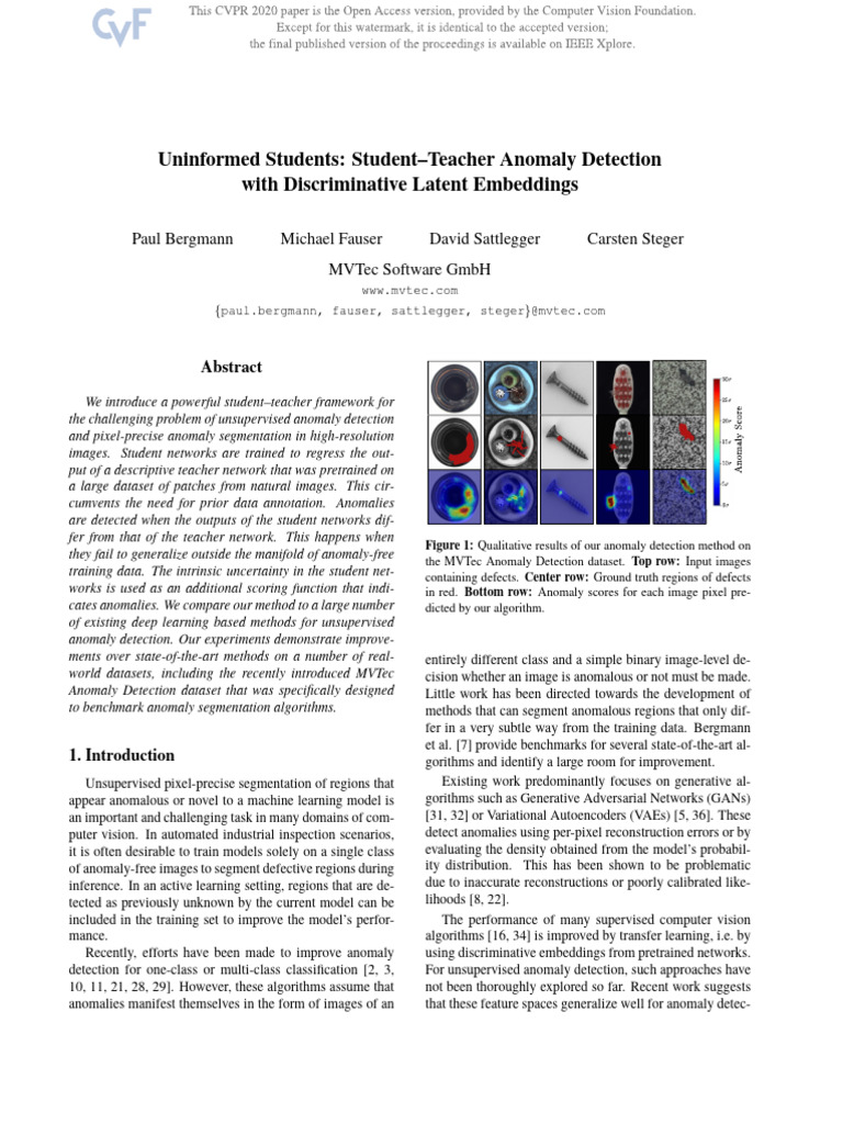 2020 CVPR Uninformed Students (MVTec) | PDF | Image Segmentation ...