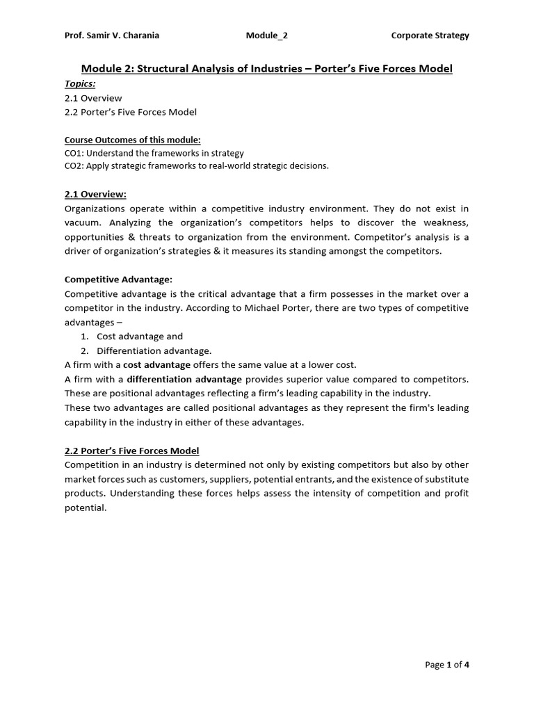 Module_2_ Structural Analysis of Industries – Porter’s Five Forces ...