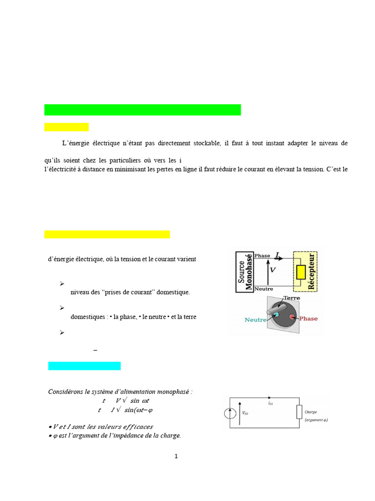 Chapitre - 3 - Circuits Et Puissances Électriques en Monophasé | PDF ...
