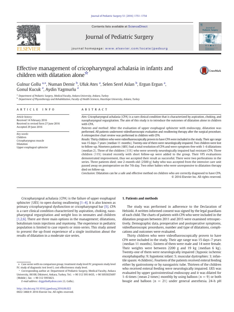 Effective Management of Cricopharyngeal Achalasia in Infants and ...