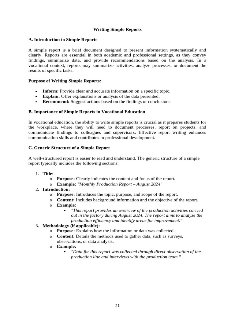 #5Writing Simple Reports Handout Kelas XII | PDF | Methodology ...