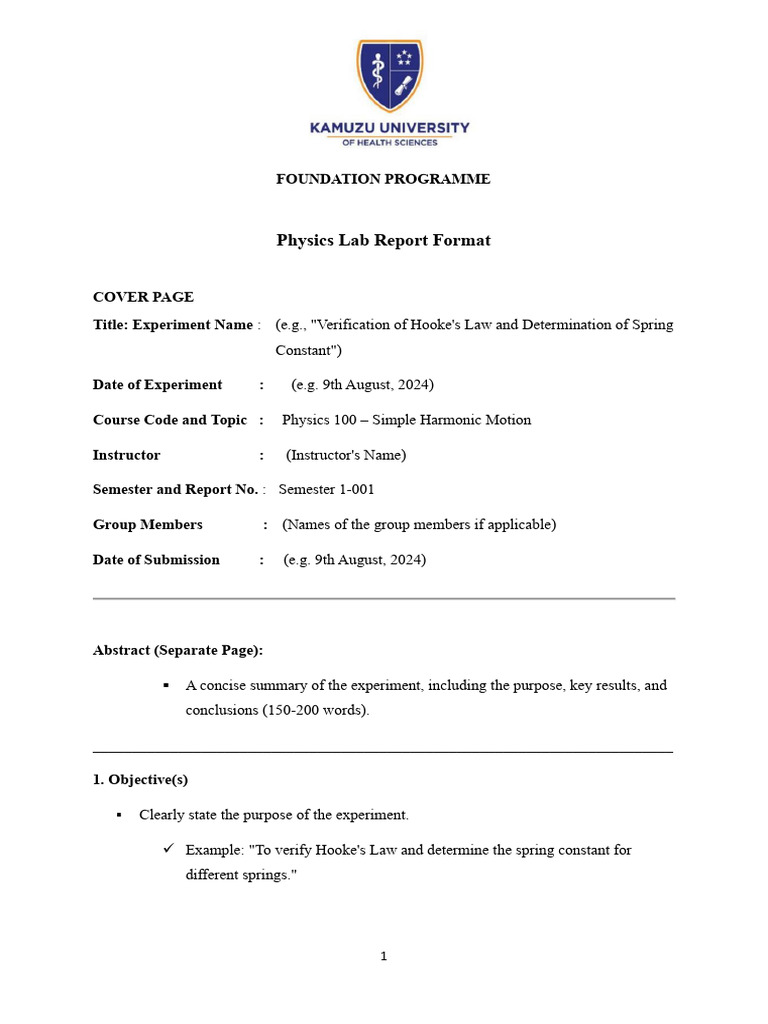 PHY100-Lab Report Format | PDF