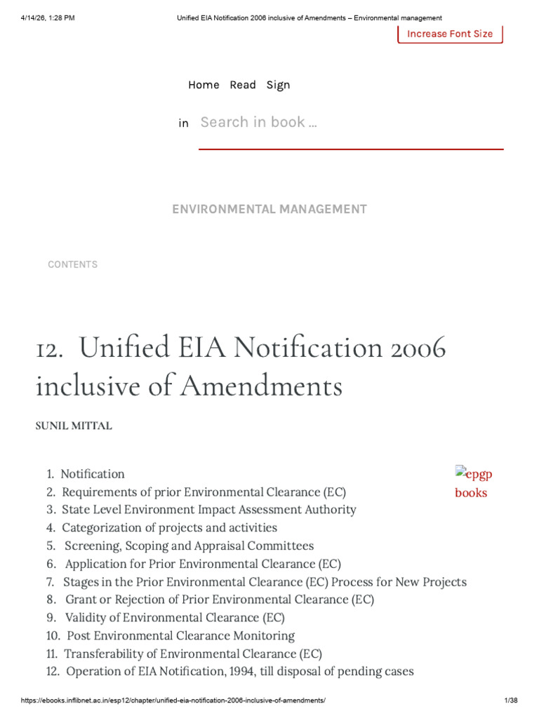 Unified EIA Notification 2006 Inclusive of Amendments – Environmental ...