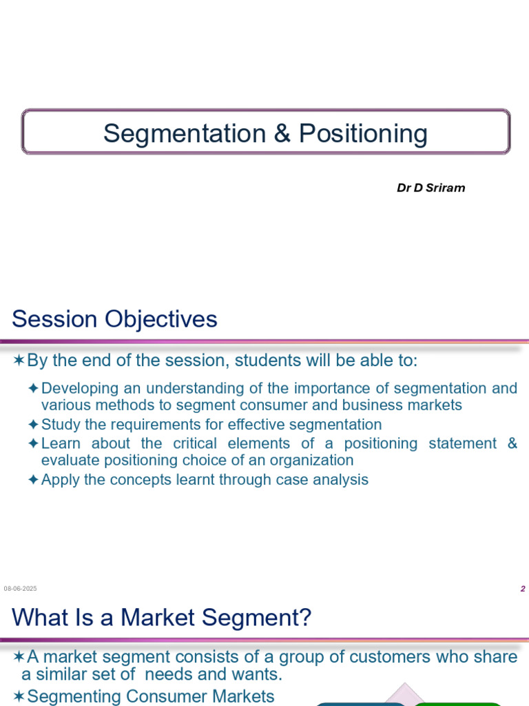 Topic 6 - Segmentation & Positioning | PDF | Market Segmentation | Brand