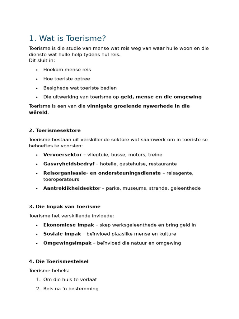 toerisme graad 10 kwartaal 1 notas | PDF