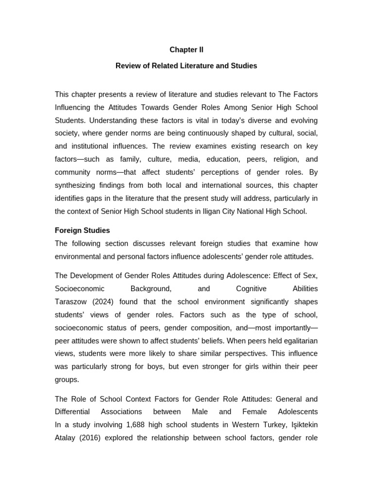 Chapter 2 RRL | PDF | Gender Role | Gender