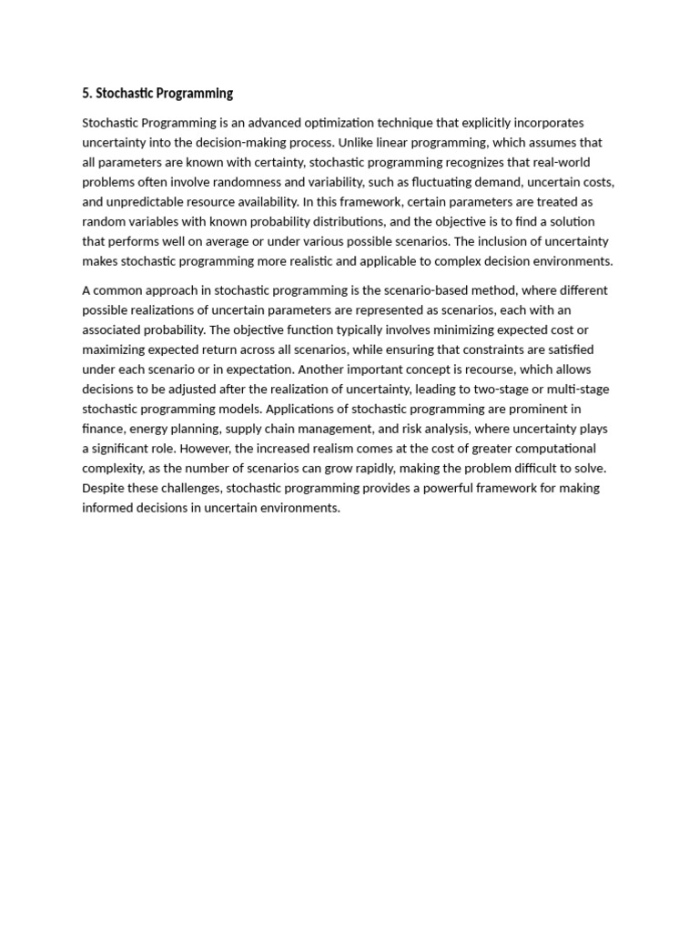 Stochastic Programming | PDF