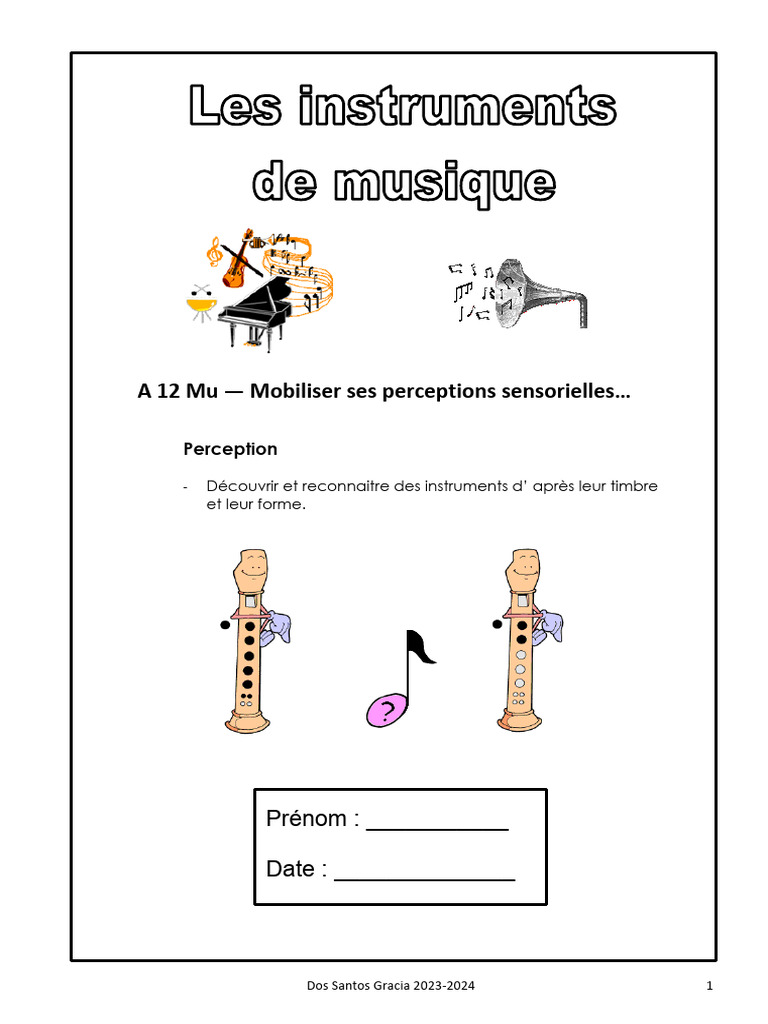 Les Instruments de Musique - 2023-2024 | PDF | Instruments de musique ...
