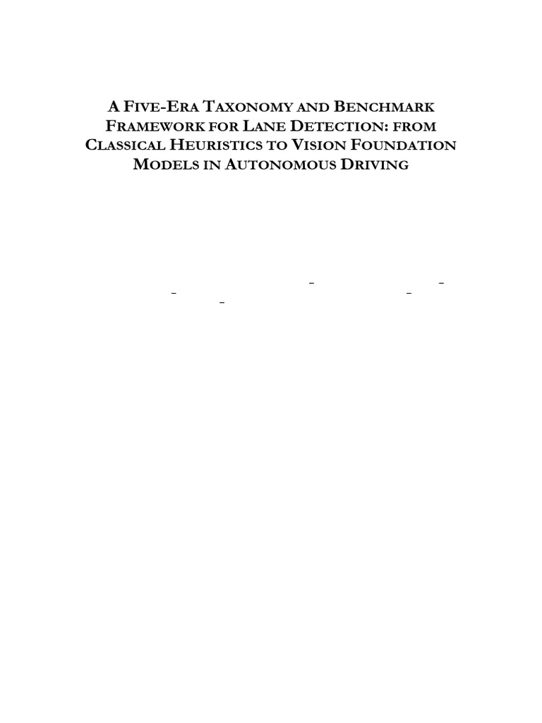A Five-Era Taxonomy and Benchmark Framework for Lane Detection: From ...