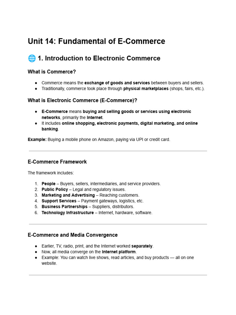 Unit 14 Fundamental of E-Commerce | PDF | Computer Network | World Wide Web