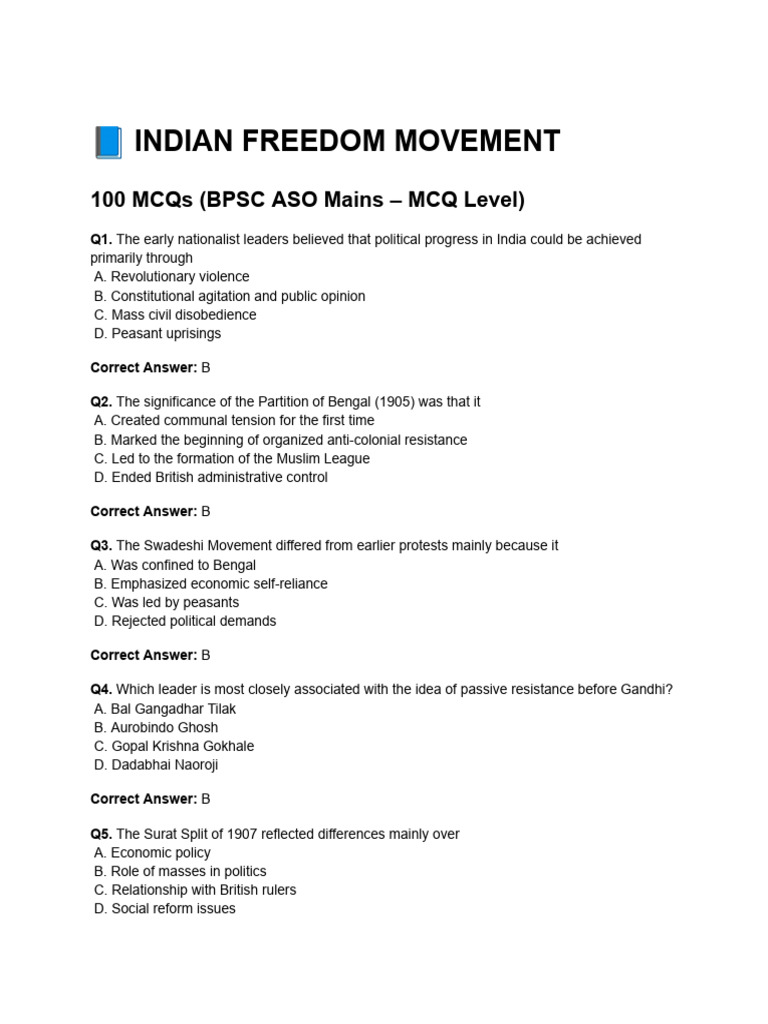 Indian Freedom Movement | PDF | British Raj | Indian Independence Movement