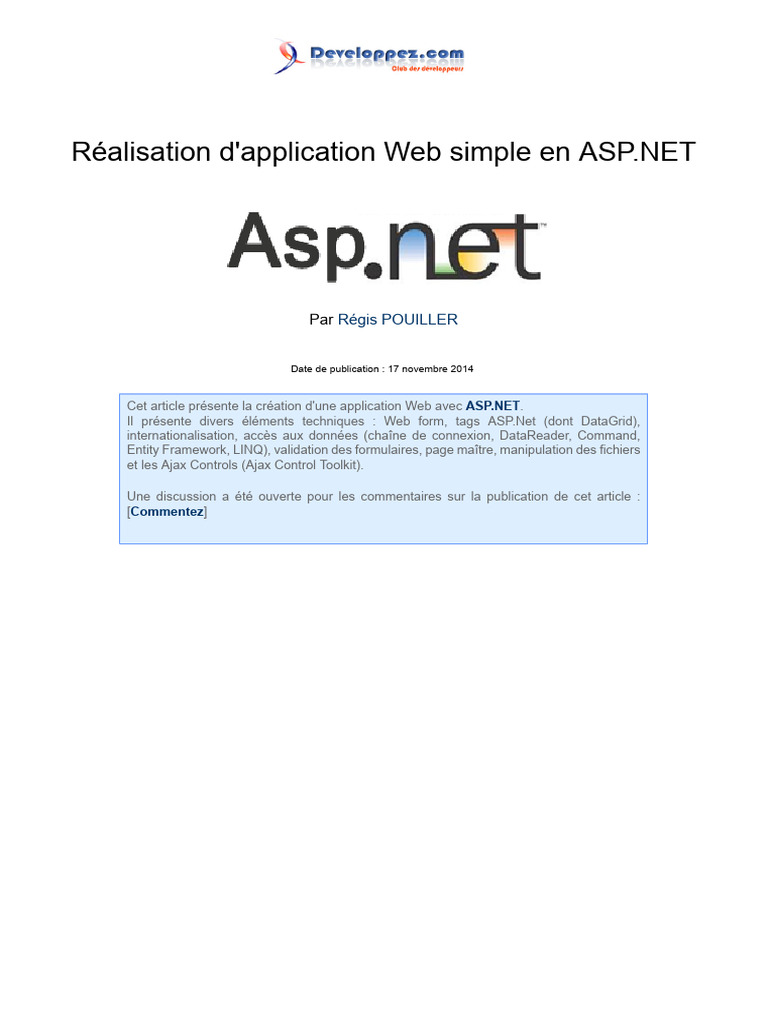 ASP Net Application Web | PDF | Internet | Internet et Web