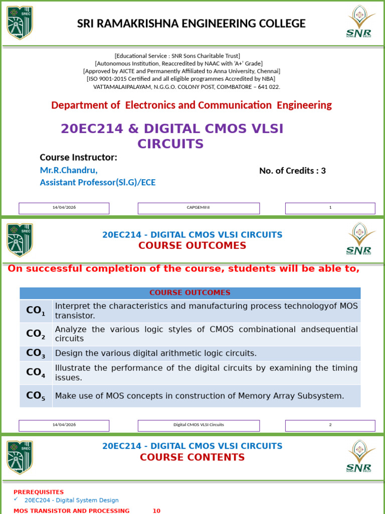 20EC214 CMOS VLSI Design - Module V: Memory Array Subsystem | PDF ...