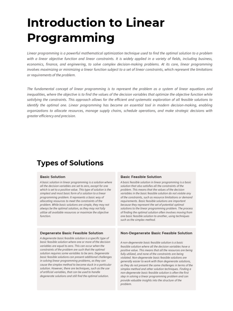Introduction to Linear Programming | PDF