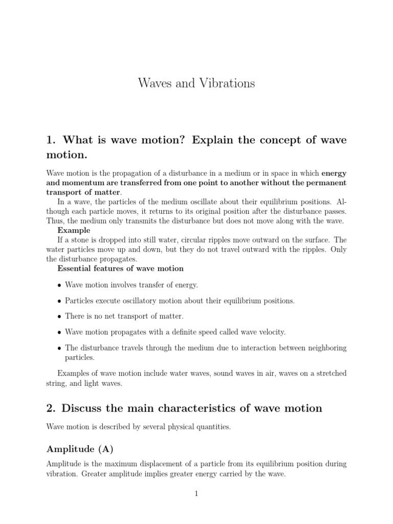 Assignment 4 Waves and Vibrations | PDF | Waves | Oscillation
