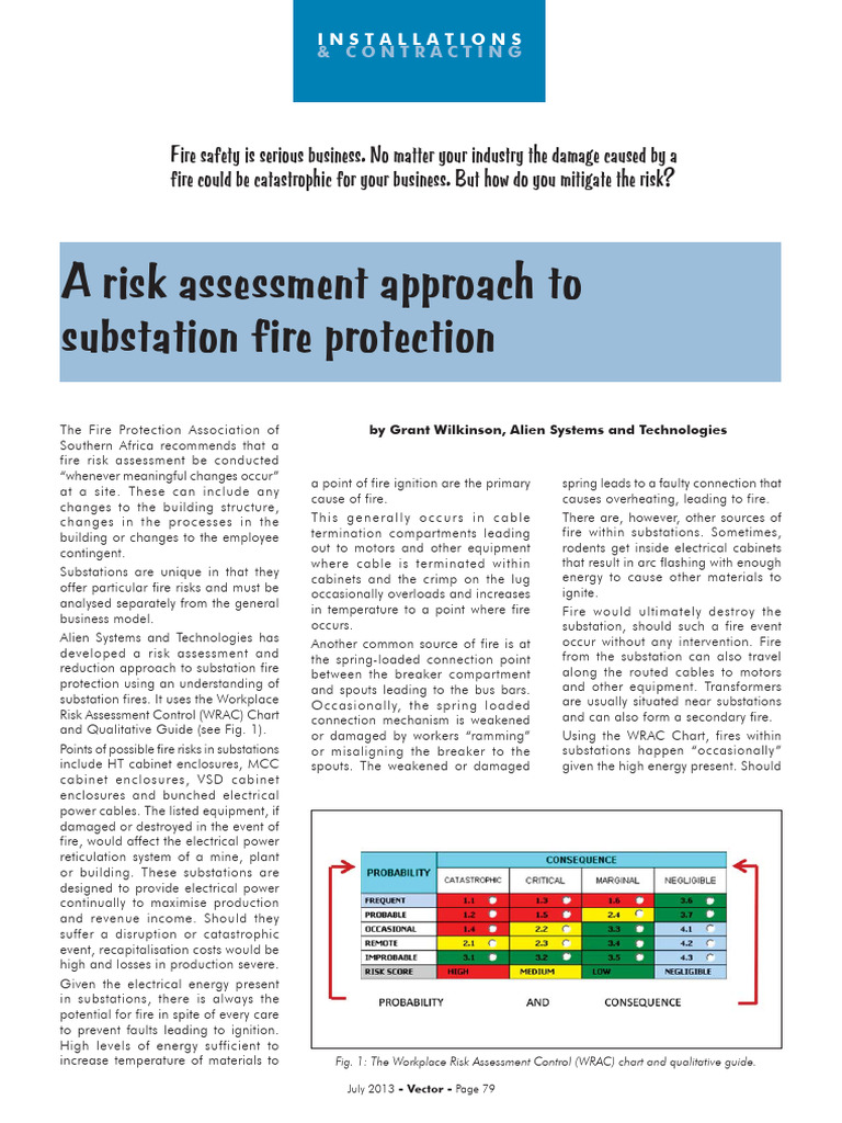 A Risk Assessment Approach to Substation Fire Prtection | PDF
