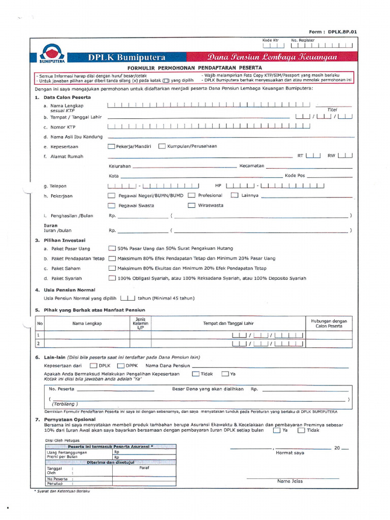 Form DPLK | PDF
