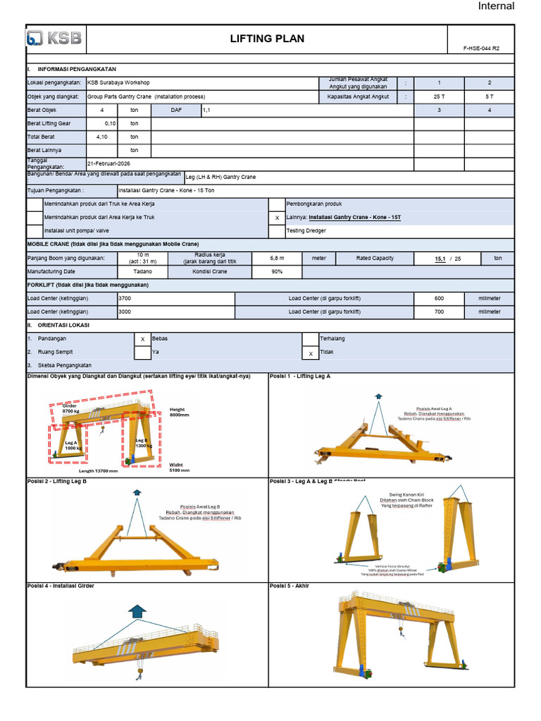 Lifting Plan Project KSB Indonesia | PDF