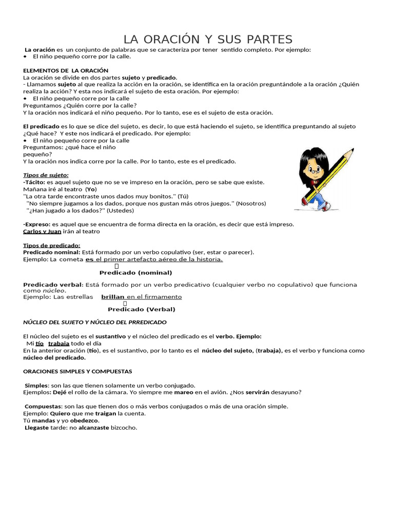 La Oracion y Sus Partes | PDF | Predicado (Gramática) | Asunto (gramática)
