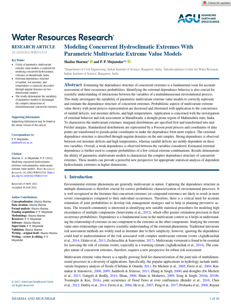 Parametric multivariate extreme value models | PDF | Drought | Heat Wave