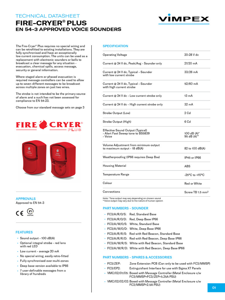 Fire-Cryer_Plus_Data_Sheet | PDF | Manufactured Goods | Equipment