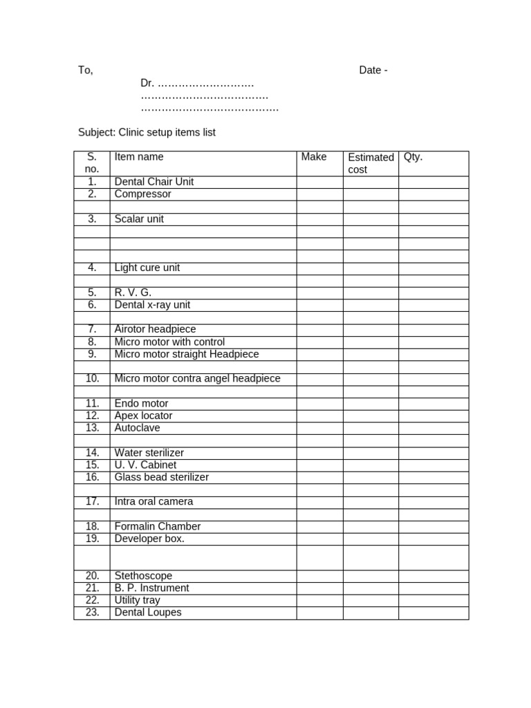 Material List | PDF | Materials