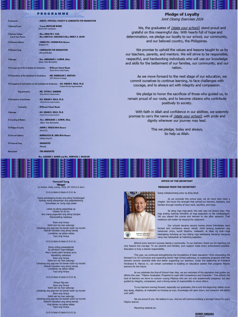 Joint Graduation Programme 2025 2026 | PDF
