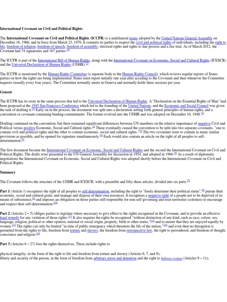 International Covenant On Civil and Political Rights | PDF | Treaty ...