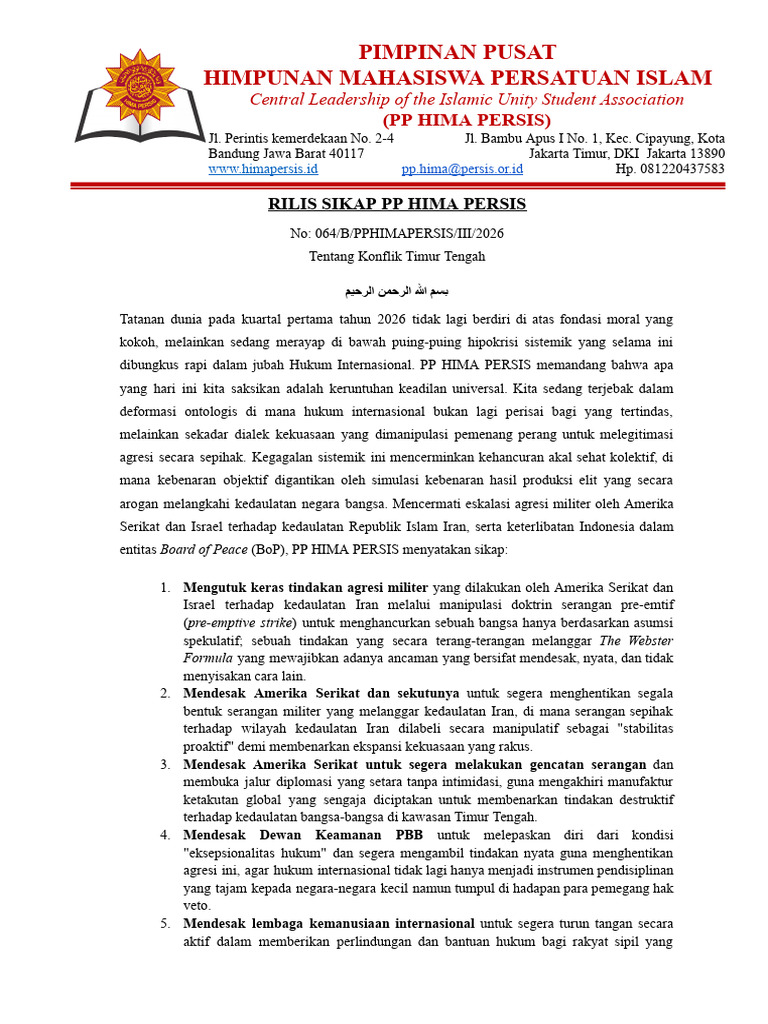 Rilis Konflik Timur Tengah | PDF