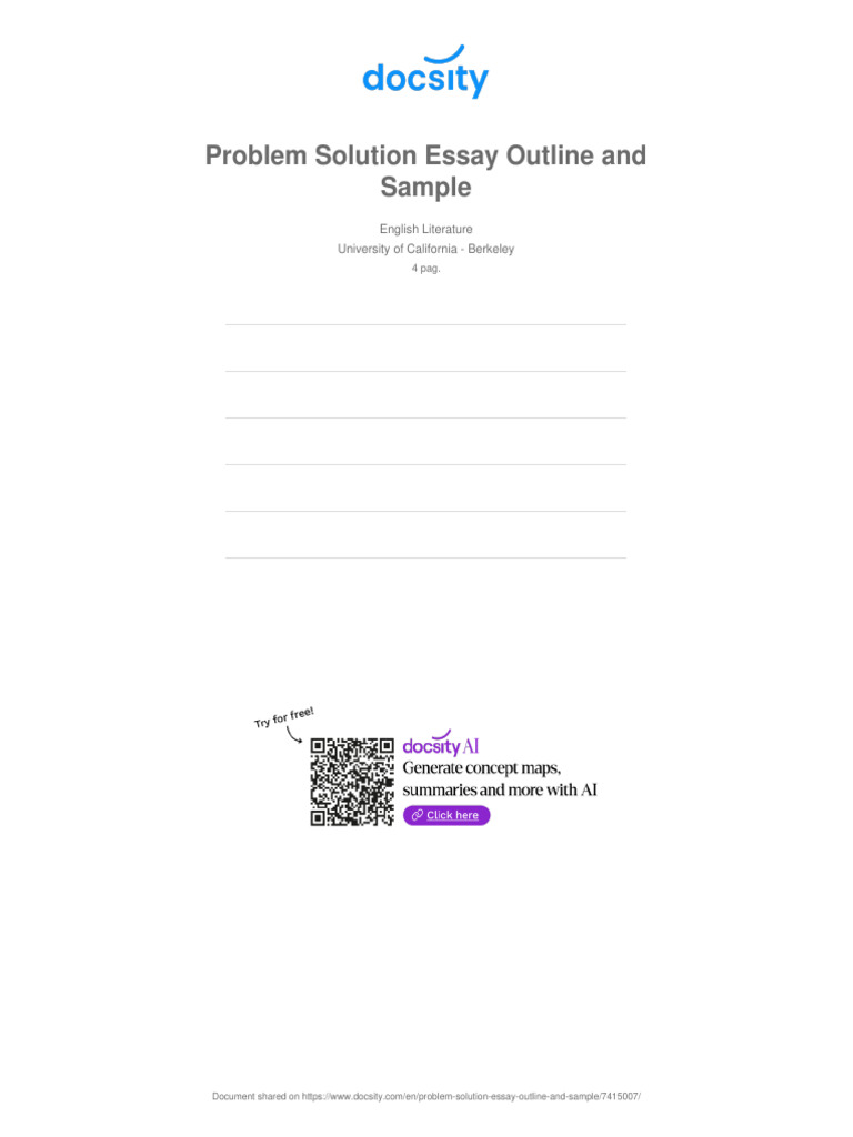 Docsity Problem Solution Essay Outline and Sample | PDF | Essays ...