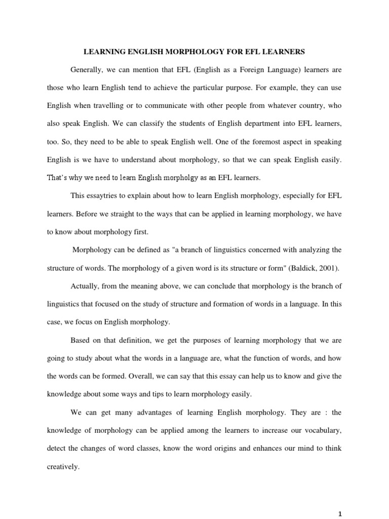 English Morphology for EFL Learners | PDF | Morphology (Linguistics) | Word