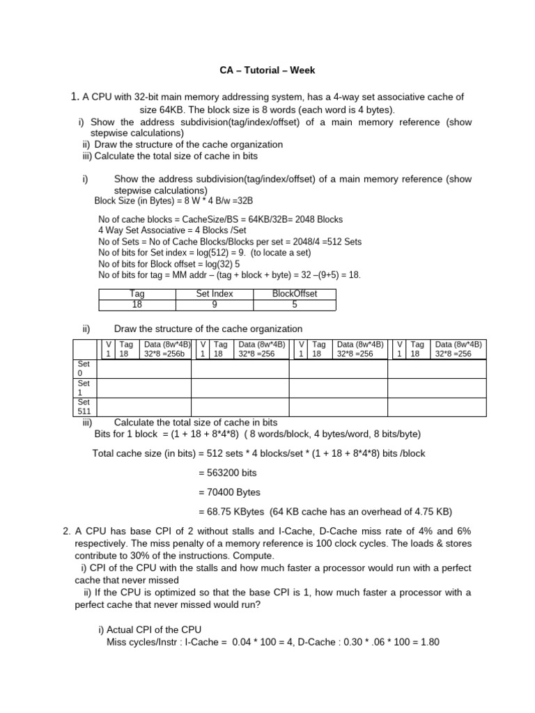 C a _Tutorial - Week12_ANS-1 | PDF | Central Processing Unit | Cpu Cache