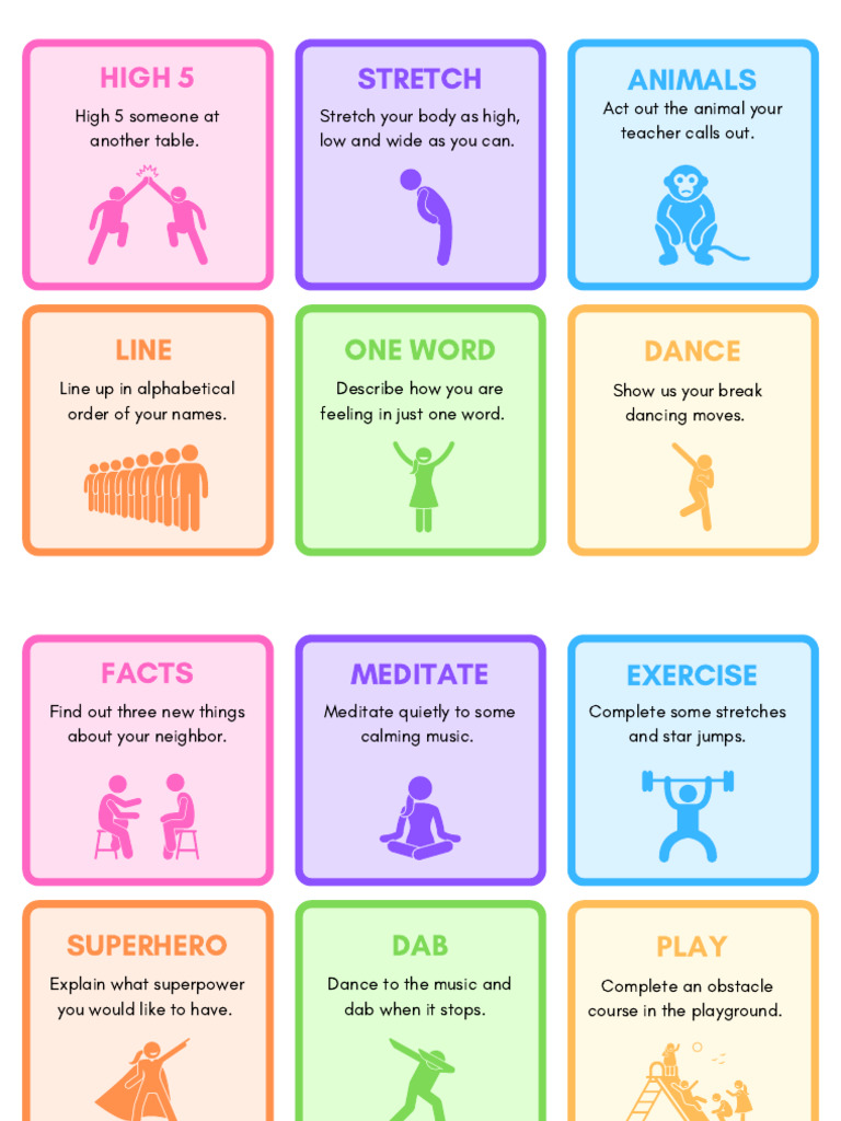 Brain Breaks Task Cards | PDF