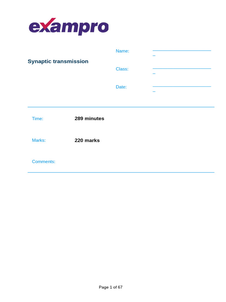 Synaptic Transmission | PDF | Chemical Synapse | Neurotransmitter