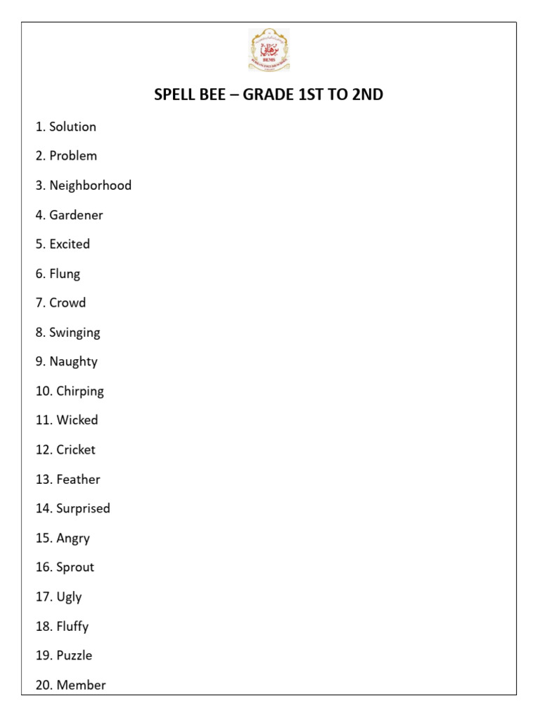 1 Nd 2 Spell Bee Words | PDF
