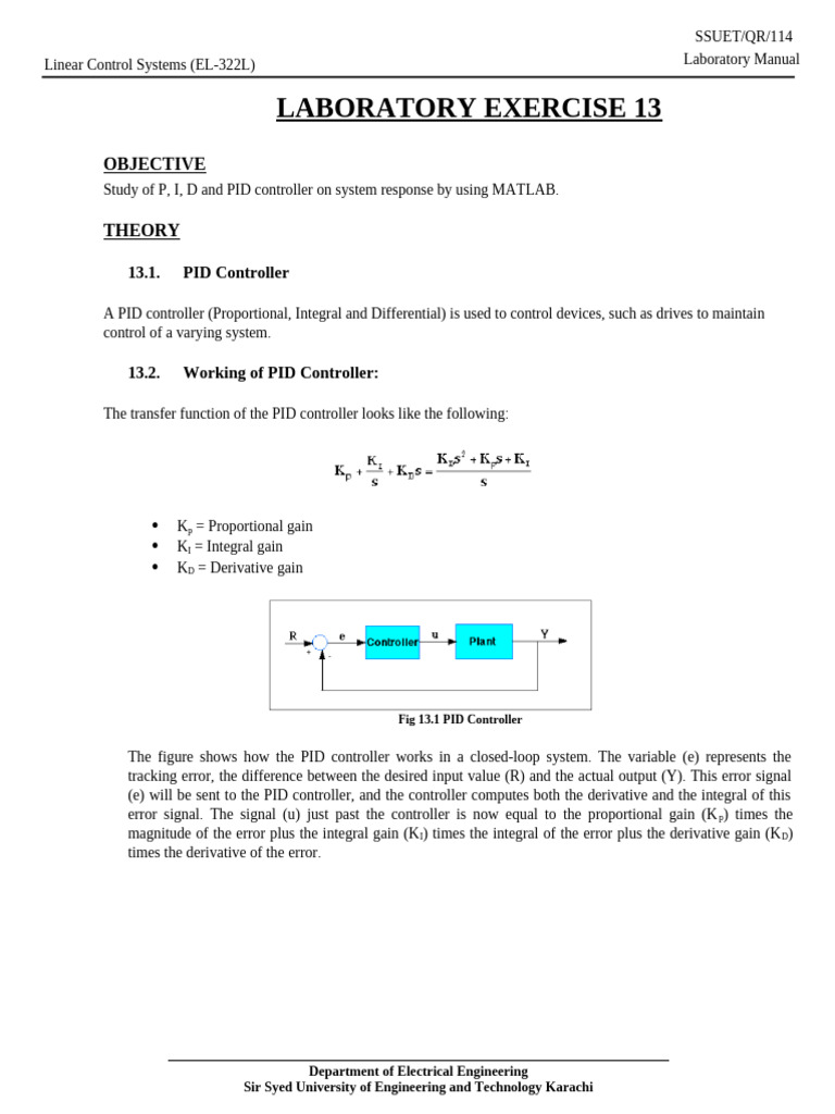 lab 13 lcs | PDF | Control Theory | Mechanics