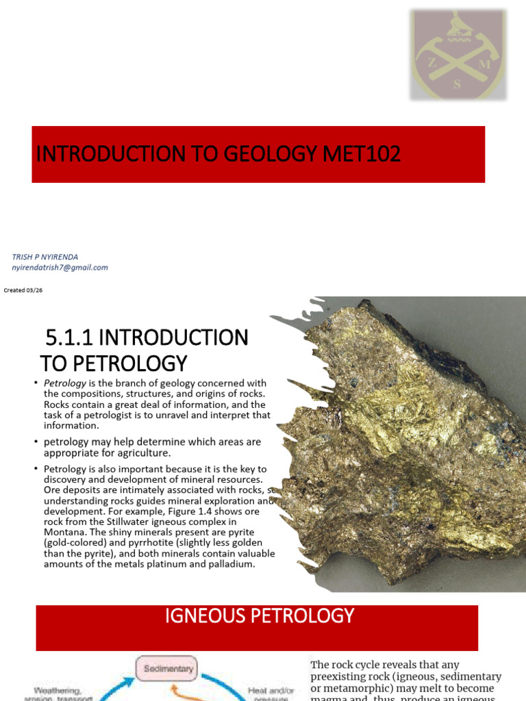 Introduction To Petrology | PDF | Rock (Geology) | Sedimentary Rock