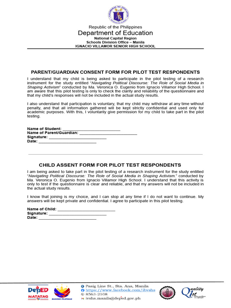 Pilot Testing Consent Form | PDF
