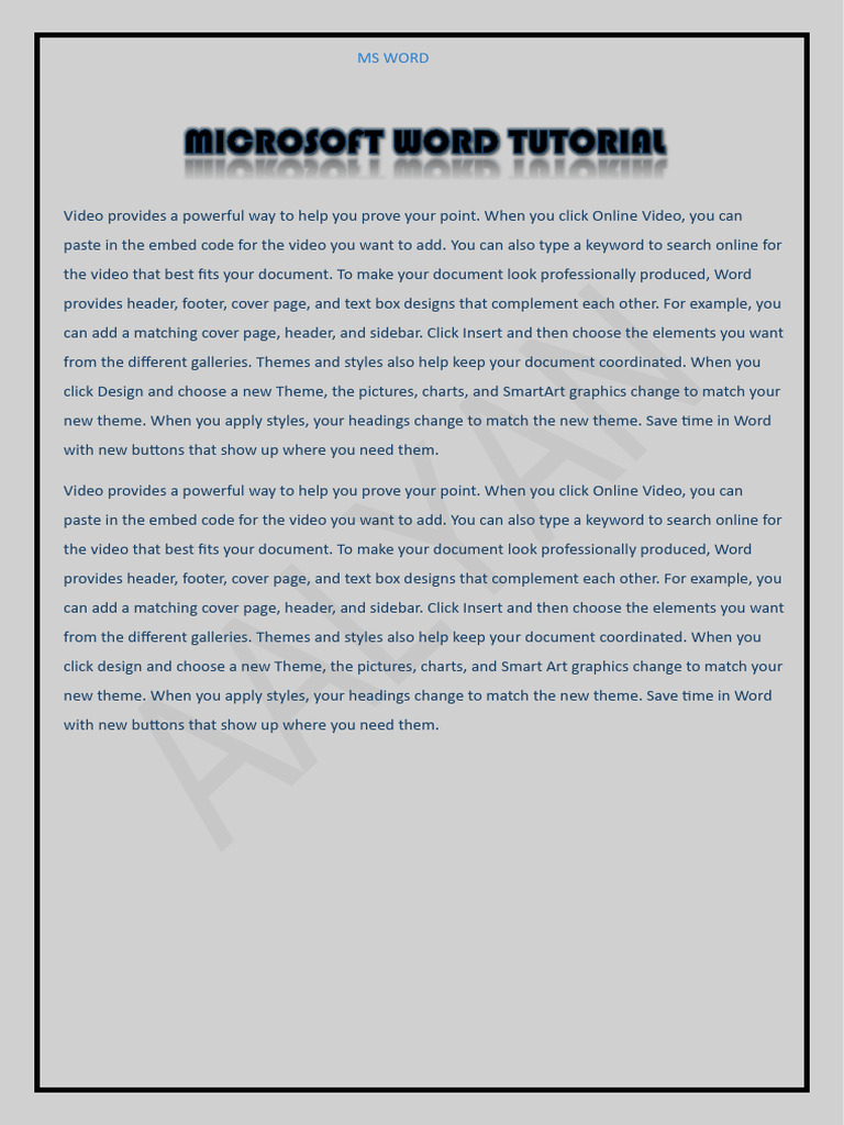 Microsoft Word Tutorial | PDF