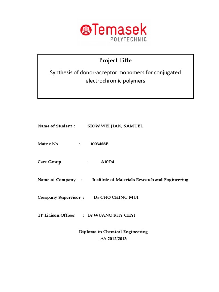 Synthesis of Electrochromic Polymers | PDF | Thin Layer Chromatography ...