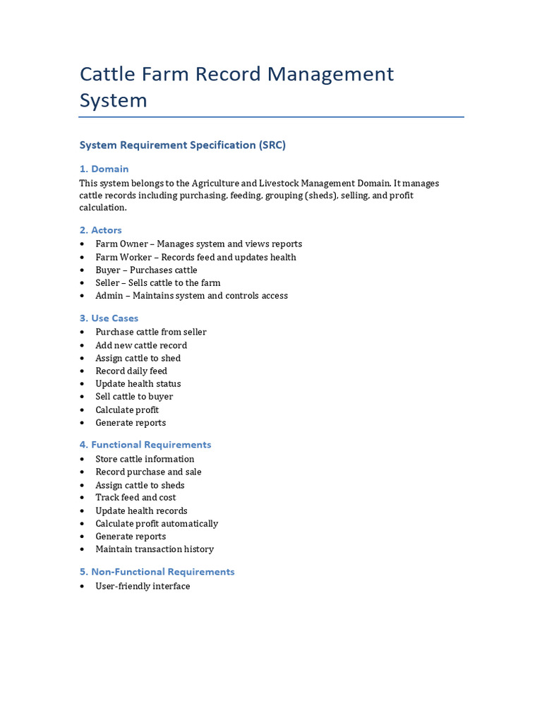 Cattle Farm SRC | PDF
