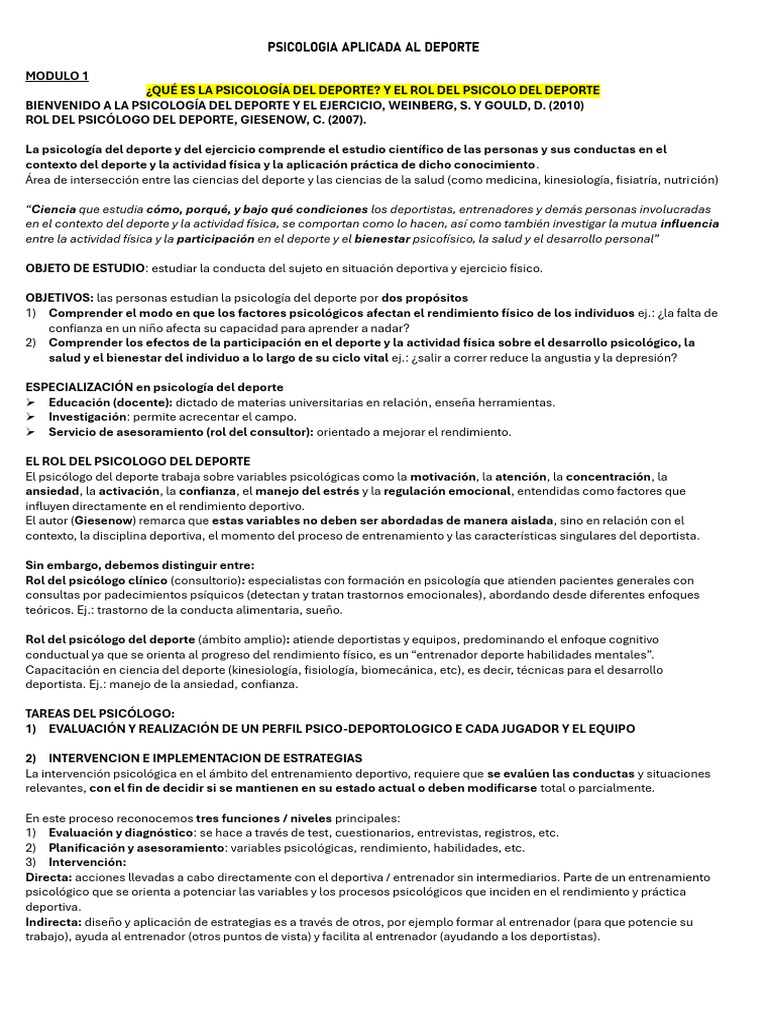 PSICOLOGIA DEL DEPORTE 1 | PDF | Terapia racional de comportamiento ...