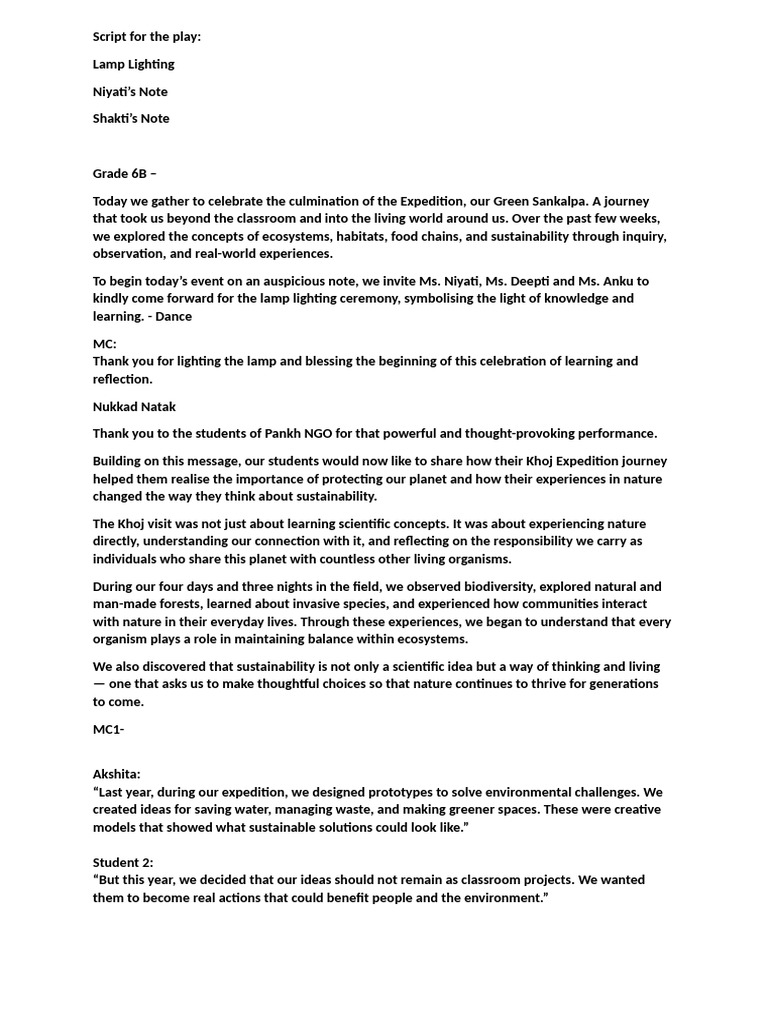 Script for the Play | PDF | Sustainability | Waste
