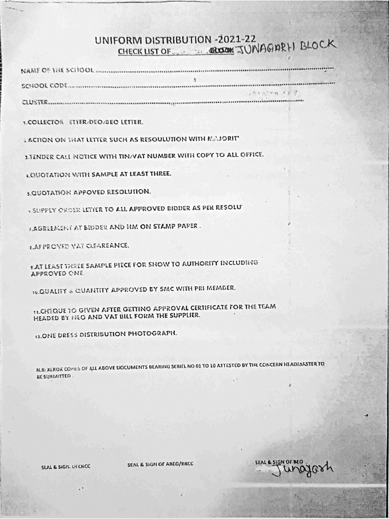 Uniform Checklist | PDF