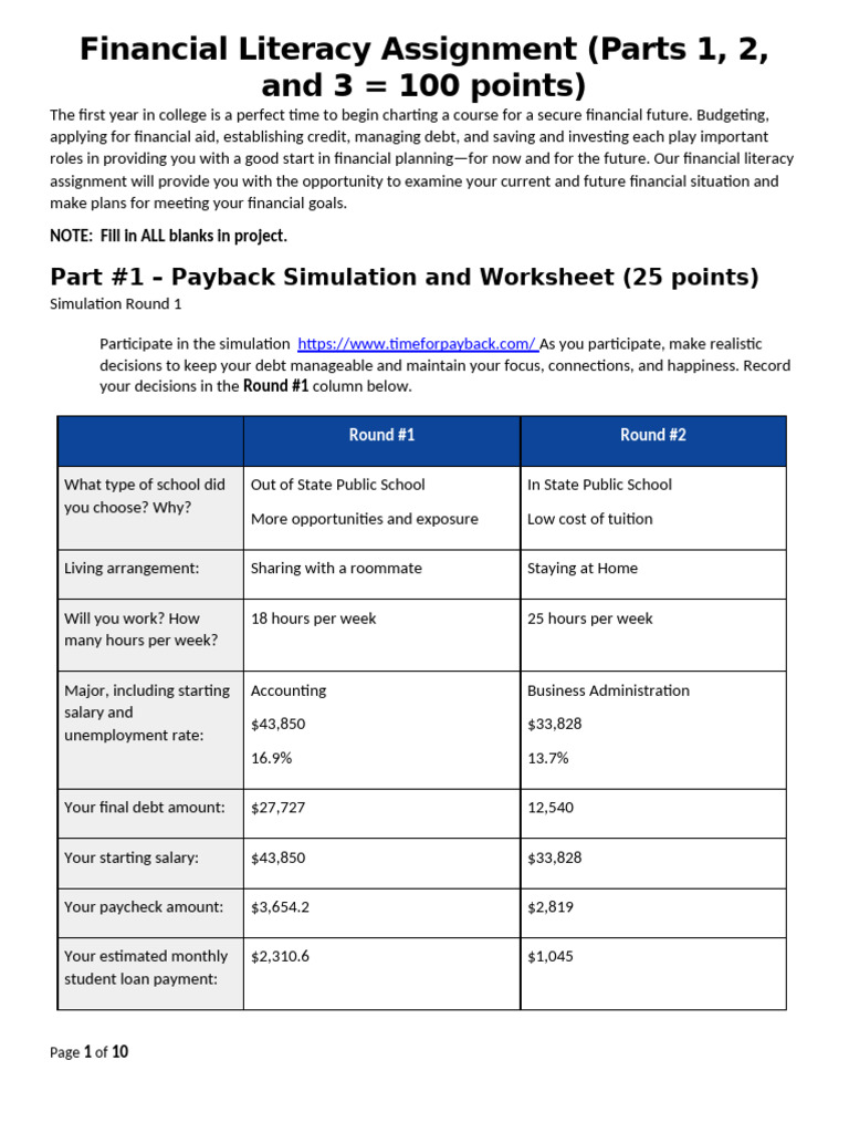 Christina PHAN-Financial Literacy Assignment | PDF | Cost Of Living ...