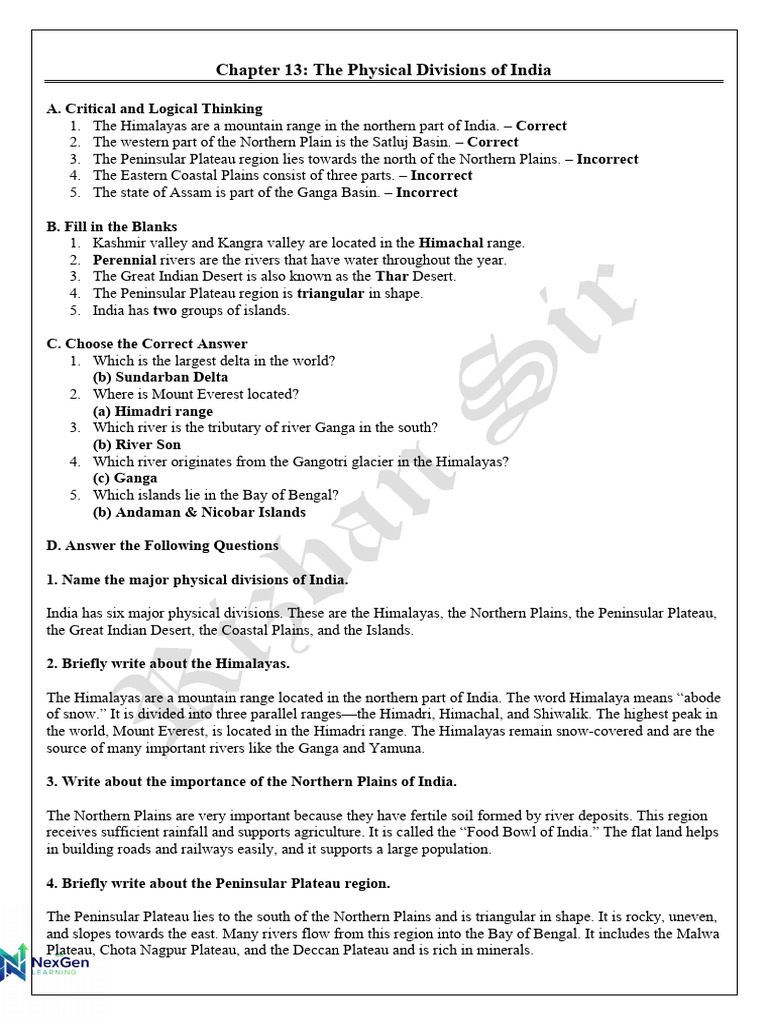 The Physical Divisions of India | PDF | Himalayas | Earth Sciences