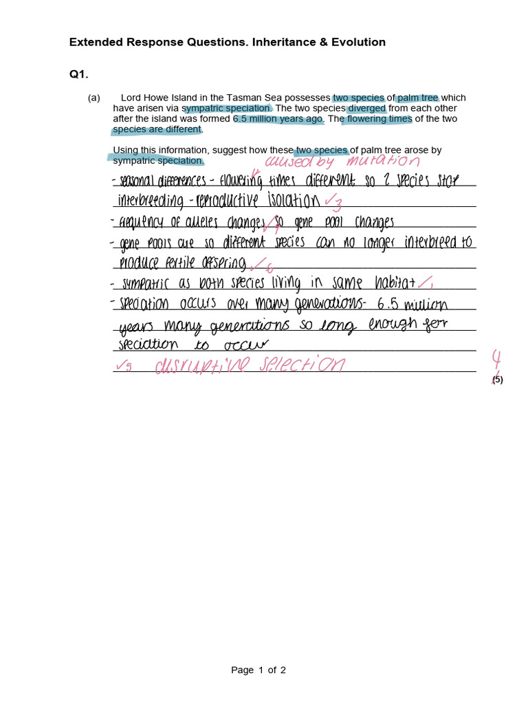 Extended Response 14 Questions | PDF | Dominance (Genetics) | Allele