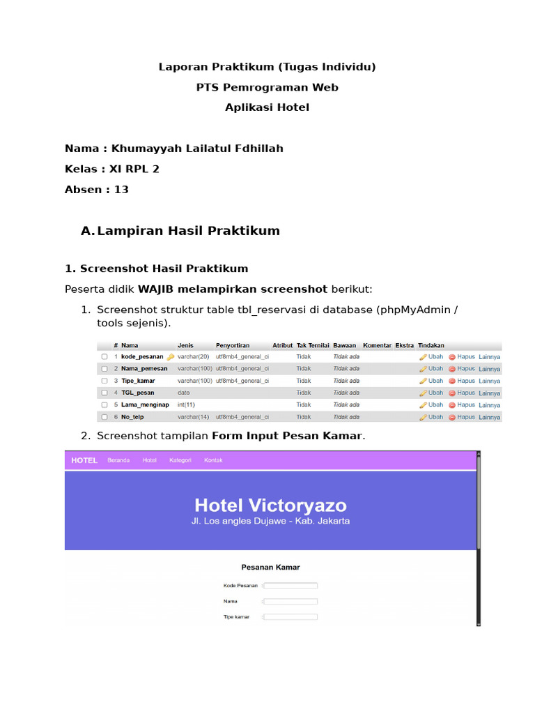 Laporan Praktikum Hotel (Individu) | PDF | Data Management | Data ...