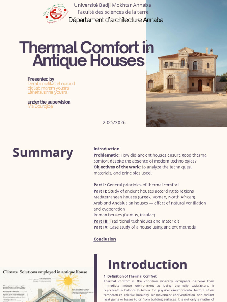 Thermal Comfort in Antique Houses | PDF | Building | Natural Environment