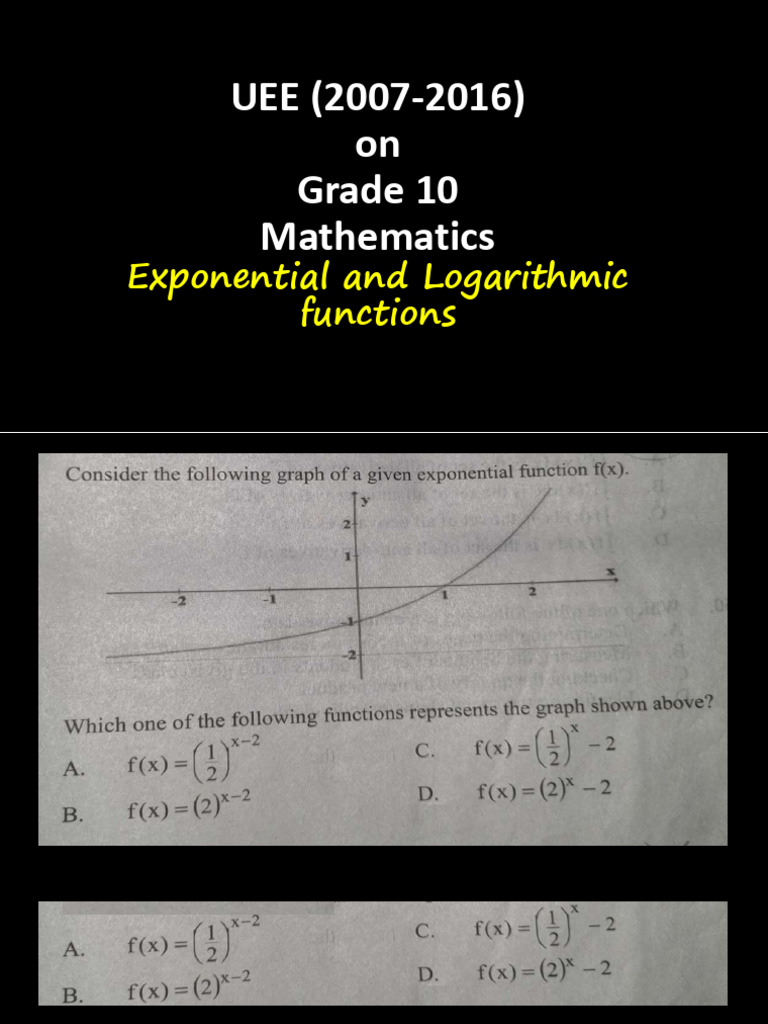 Grade 10 Maths Unit 2 Exponential & Logarithmic Functions 1 | PDF ...
